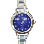 blue happy hannukah Round Italian Charm Watch