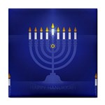 blue happy hannukah Tile Coaster