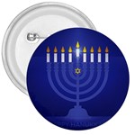 blue happy hannukah 3  Button