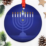 blue happy hannukah Ornament (Round)