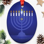 blue happy hannukah Ornament (Oval)