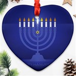 blue happy hannukah Ornament (Heart)