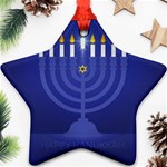 blue happy hannukah Ornament (Star)