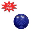 blue happy hannukah 1  Mini Magnet (100 pack) 