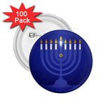 blue happy hannukah 2.25  Button (100 pack)