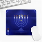 blue happy hannukah Large Mousepad