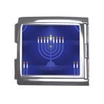 blue happy hannukah Mega Link Italian Charm (18mm)