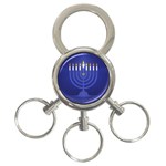 blue happy hannukah 3-Ring Key Chain