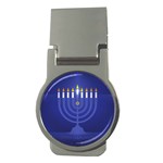 blue happy hannukah Money Clip (Round)