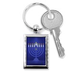 blue happy hannukah Key Chain (Rectangle)