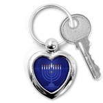 blue happy hannukah Key Chain (Heart)