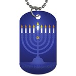 blue happy hannukah Dog Tag (One Side)