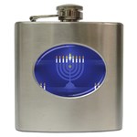 blue happy hannukah Hip Flask (6 oz)