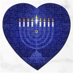 blue happy hannukah Jigsaw Puzzle (Heart)