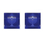 blue happy hannukah Cufflinks (Square)