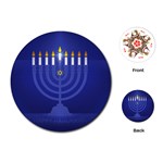 blue happy hannukah Playing Cards (Round)