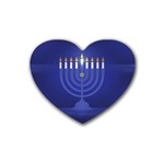 blue happy hannukah Rubber Coaster (Heart)