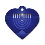 blue happy hannukah Dog Tag Heart (Two Sides)