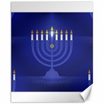 blue happy hannukah Canvas 11  x 14 