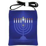 blue happy hannukah Shoulder Sling Bag