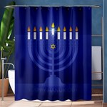 blue happy hannukah Shower Curtain 60  x 72  (Medium)