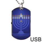 blue happy hannukah Dog Tag USB Flash (One Side)