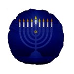 blue happy hannukah Standard 15  Premium Round Cushion 