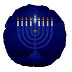 blue happy hannukah Large 18  Premium Round Cushion 