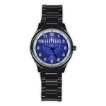 blue happy hannukah Stainless Steel Round Watch