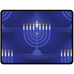 blue happy hannukah Double Sided Fleece Blanket (Large)