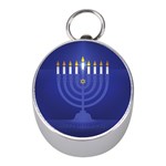 blue happy hannukah Silver Compass (Mini)