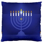 blue happy hannukah Large Flano Cushion Case (One Side)