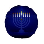 blue happy hannukah Standard 15  Premium Flano Round Cushion 