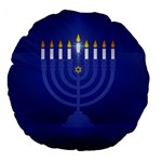 blue happy hannukah Large 18  Premium Flano Round Cushion 