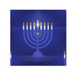 blue happy hannukah Small Satin Scarf (Square)