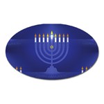 blue happy hannukah Magnet (Oval)