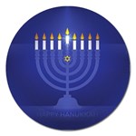 blue happy hannukah Magnet 5  (Round)