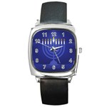 blue happy hannukah Square Metal Watch