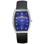 blue happy hannukah Barrel Style Metal Watch