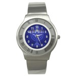 blue happy hannukah Stainless Steel Watch