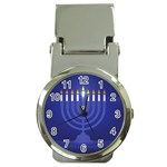 blue happy hannukah Money Clip Watch