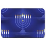 blue happy hannukah Large Doormat