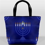 blue happy hannukah Bucket Bag