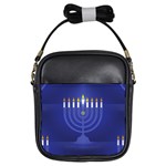 blue happy hannukah Girls Sling Bag