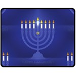 blue happy hannukah Fleece Blanket (Medium)