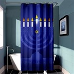 blue happy hannukah Shower Curtain 36  x 72  (Stall)