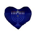 blue happy hannukah Standard 16  Premium Heart Shape Cushion 