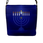 blue happy hannukah Flap Closure Messenger Bag (L)