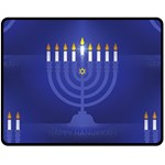 blue happy hannukah Double Sided Fleece Blanket (Medium)