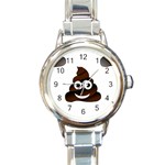 Funny Poop Emoji Round Italian Charm Watch